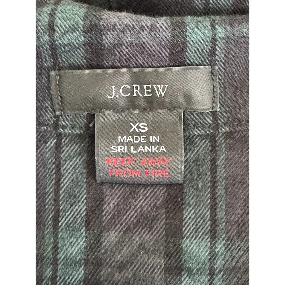 J. Crew Flannel Long-Sleeve Pajama Top‎ Black Watch Tartan Size XS